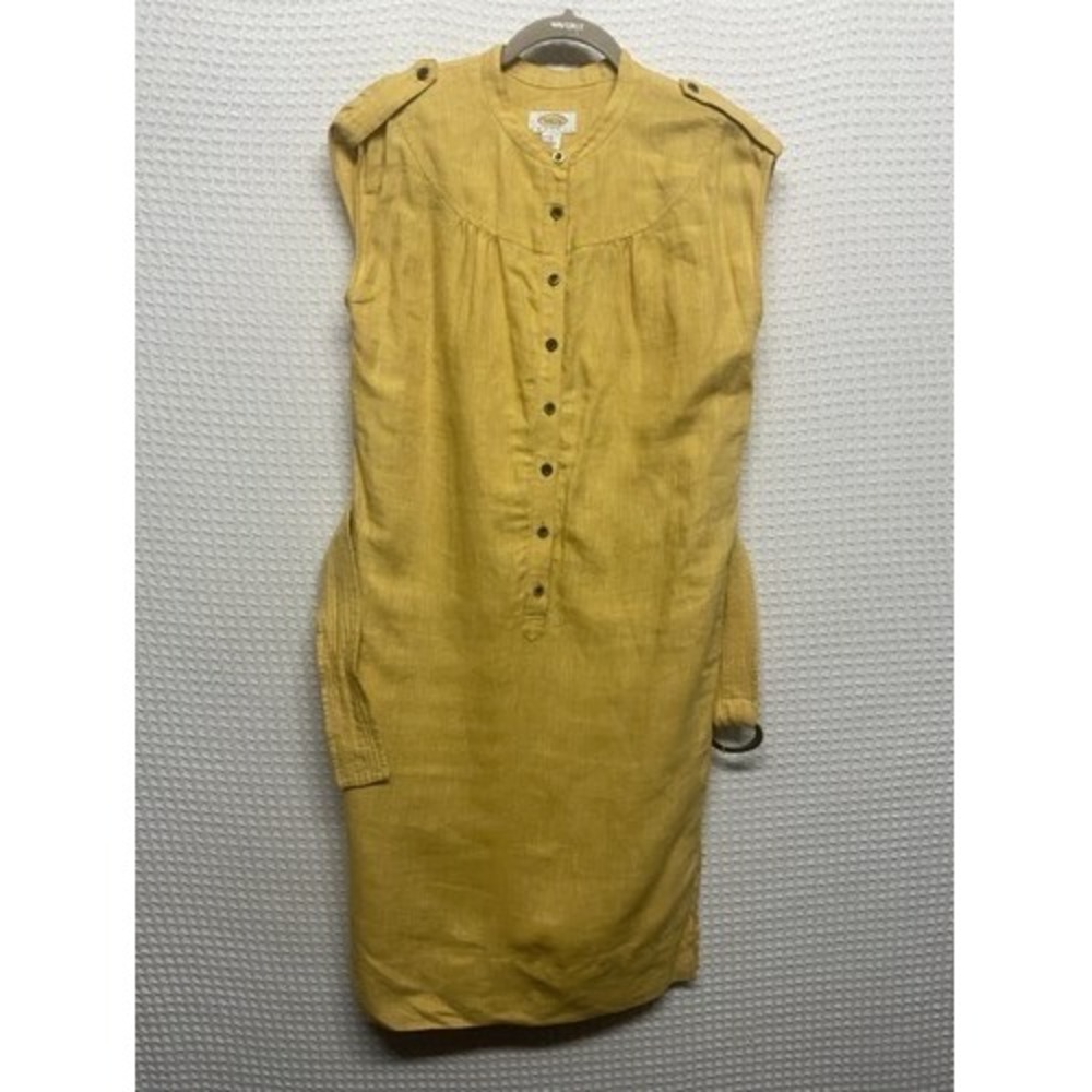 Talbots Yellow Buttons Belted Resort Beachy Shirt Midi Dress Women 8P China